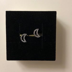 Silver Crescent Moon Studs